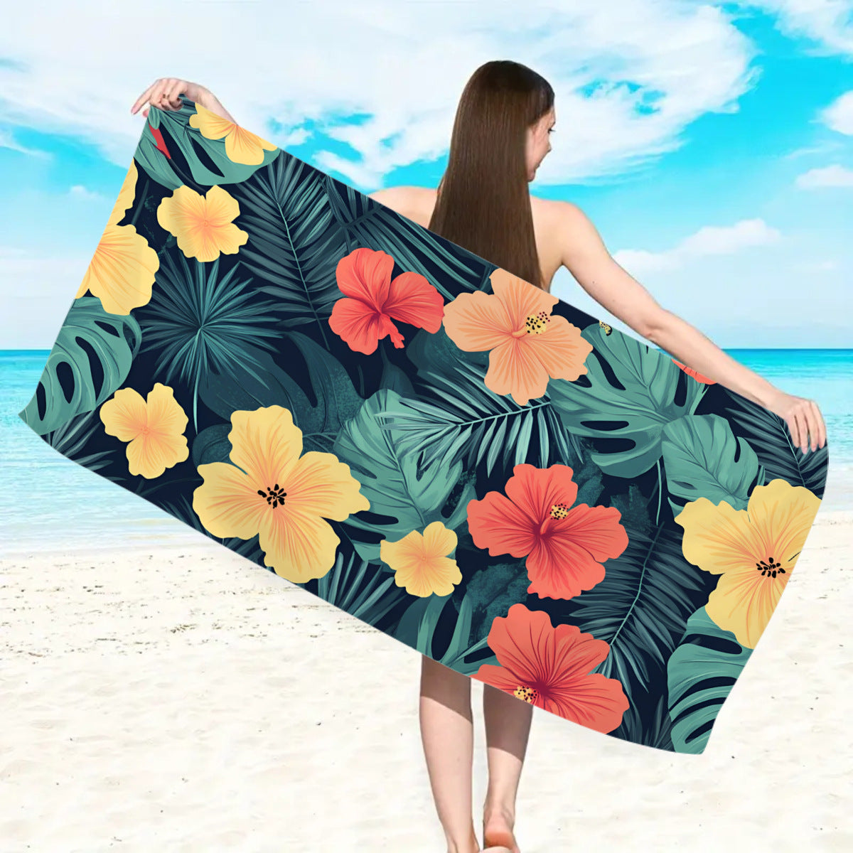 Strandtuch mit buntem Blumenmuster Brehn