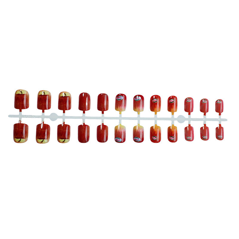 Künstlerisches Press-on-Nail-Set mit einzigartigen Apfel-Designs Brehn