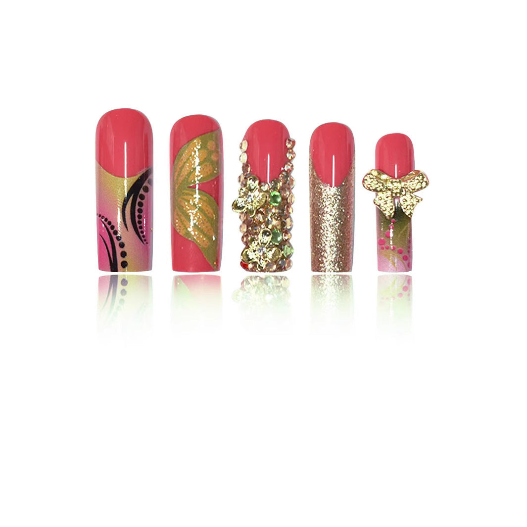 Künstlerisches florales Press-On-Nagelset Brehn
