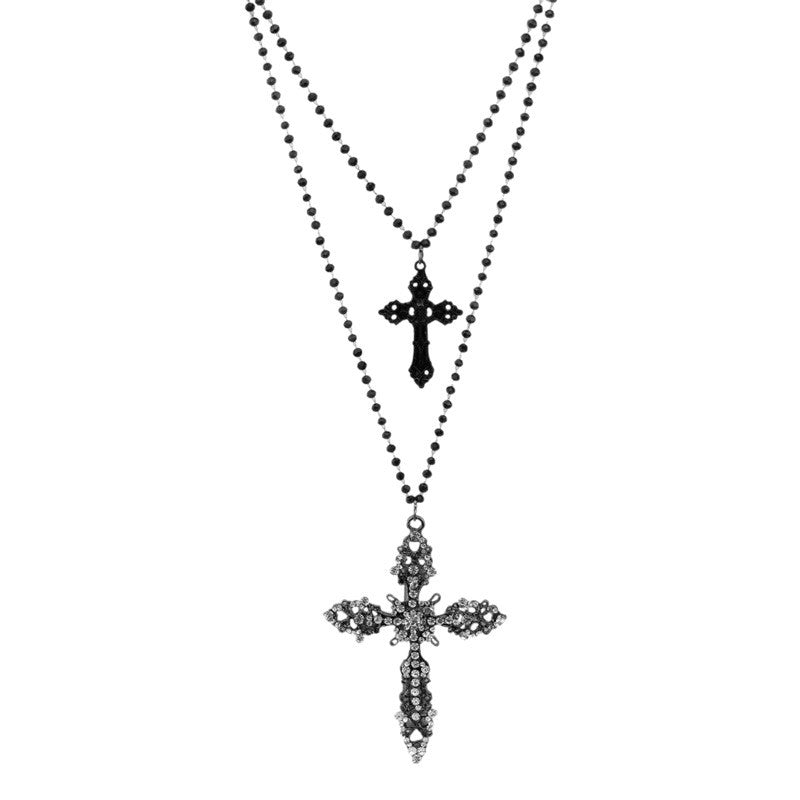 Dual-Layered Cross Pendant Necklace Brehn