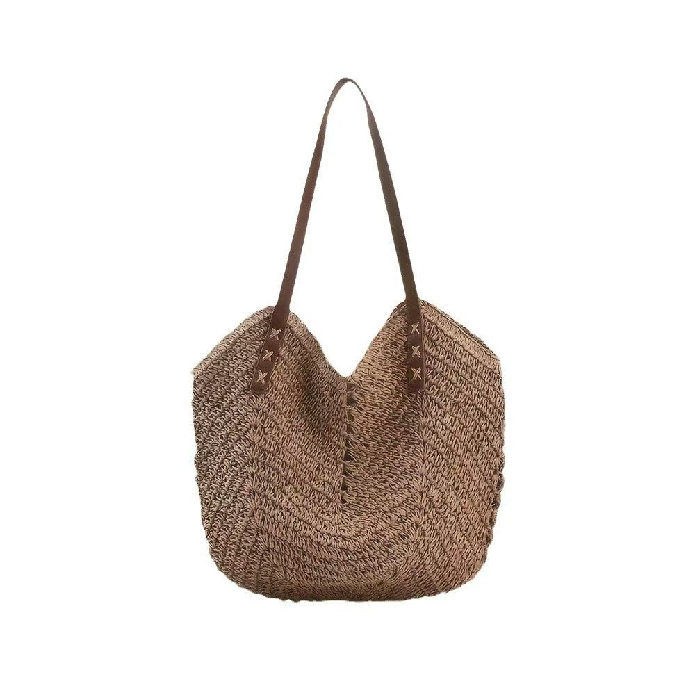 Handgefertigte Strandschultertasche mit Ledergriffen Brehn