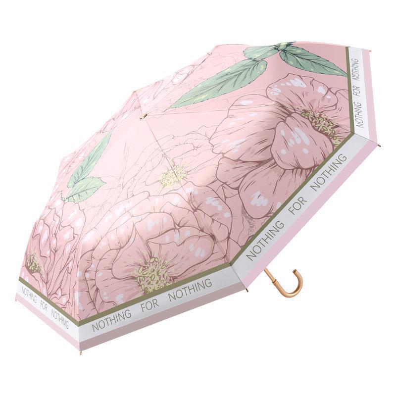 Damen eleganter Faltregenschirm mit floralem Design und rutschfestem Griff Brehn