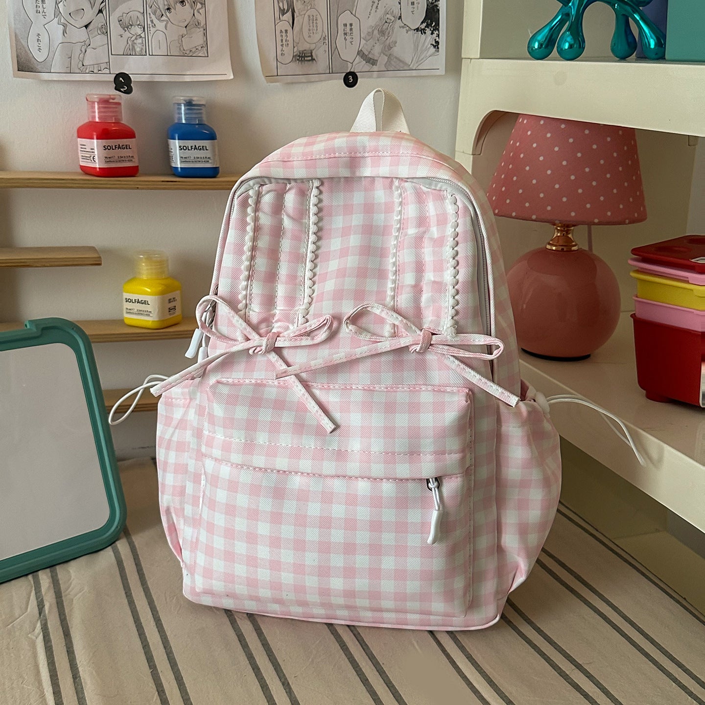 Lässiger karierten Schulrucksack