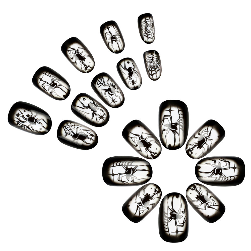 Creepy Spider-Themed Press-On Nail Art Set Brehn