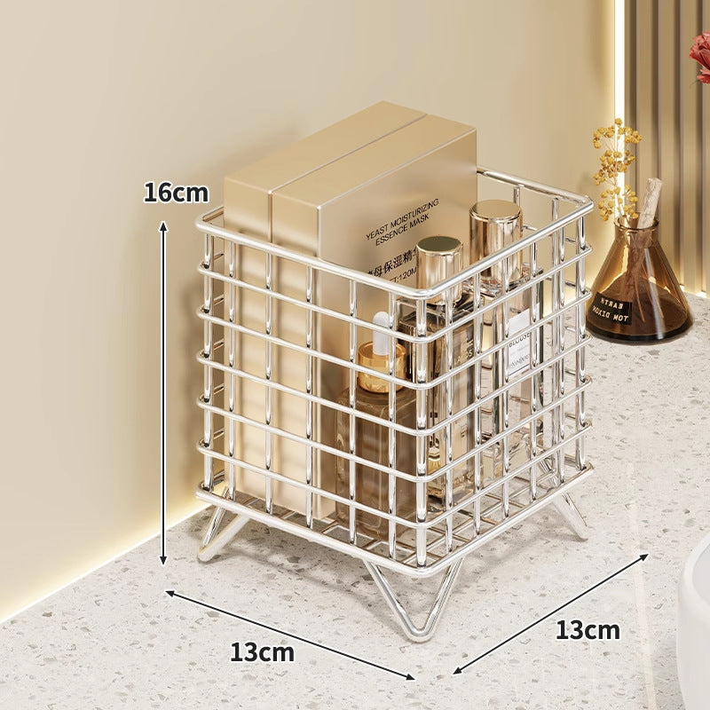Quadratischer Metalldraht-Waschtisch-Organizer mit erhöhten Beinen