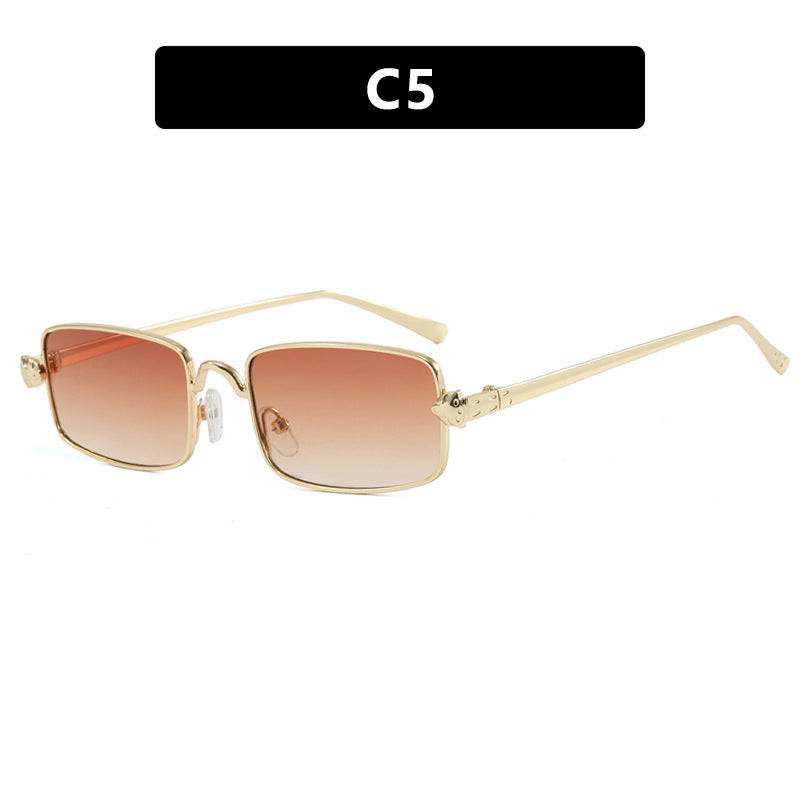 Damen elegante quadratische Sonnenbrille mit luxuriösem Metallrahmen und UV-Schutz Brehn