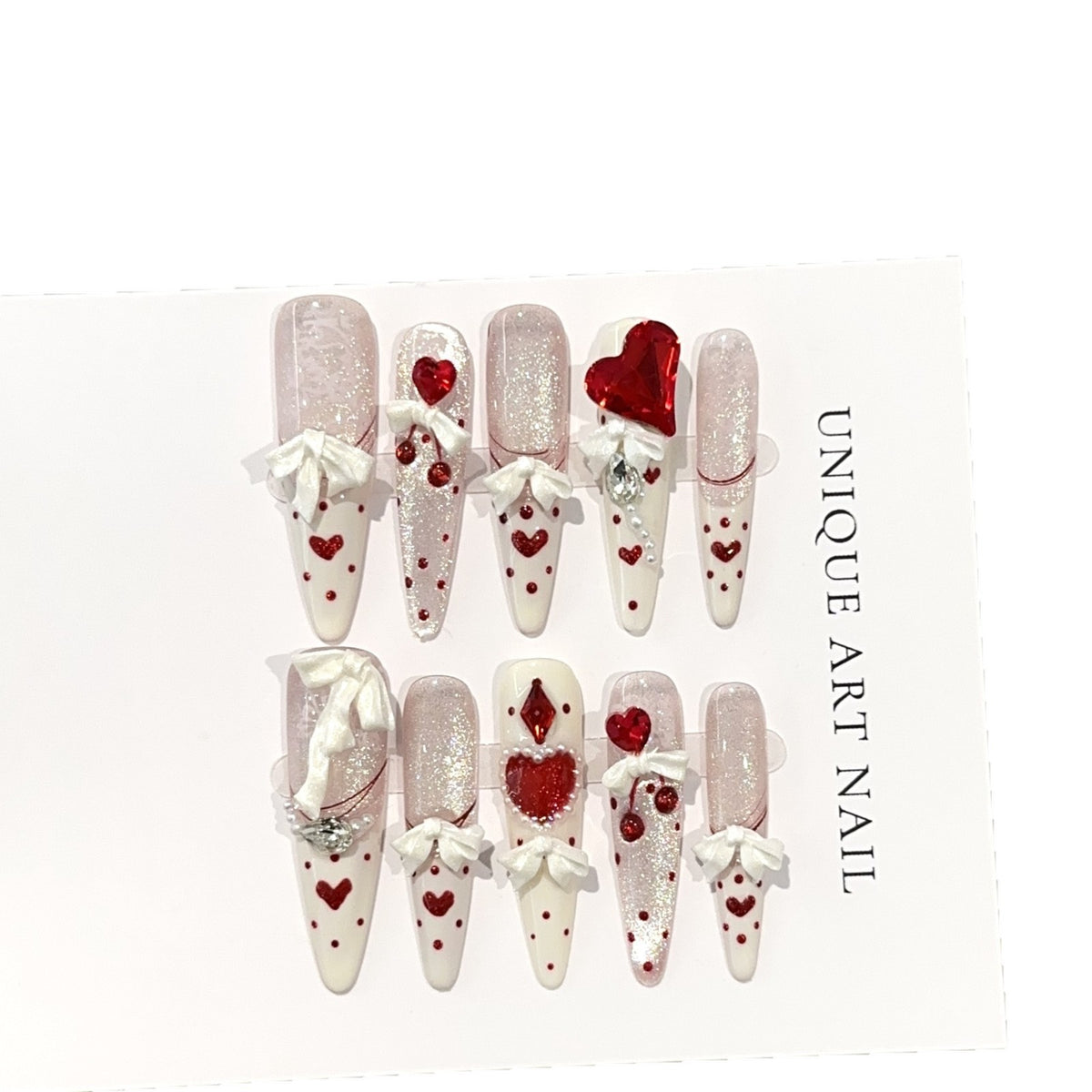 Herz-Themen bewegliche Press-on-Nagelset