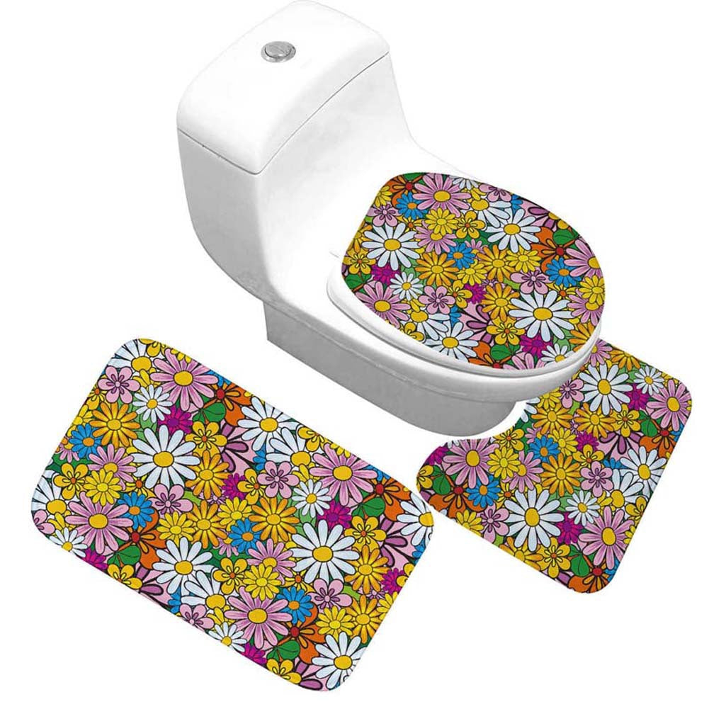 Blumenmuster Toilettenteppich Set