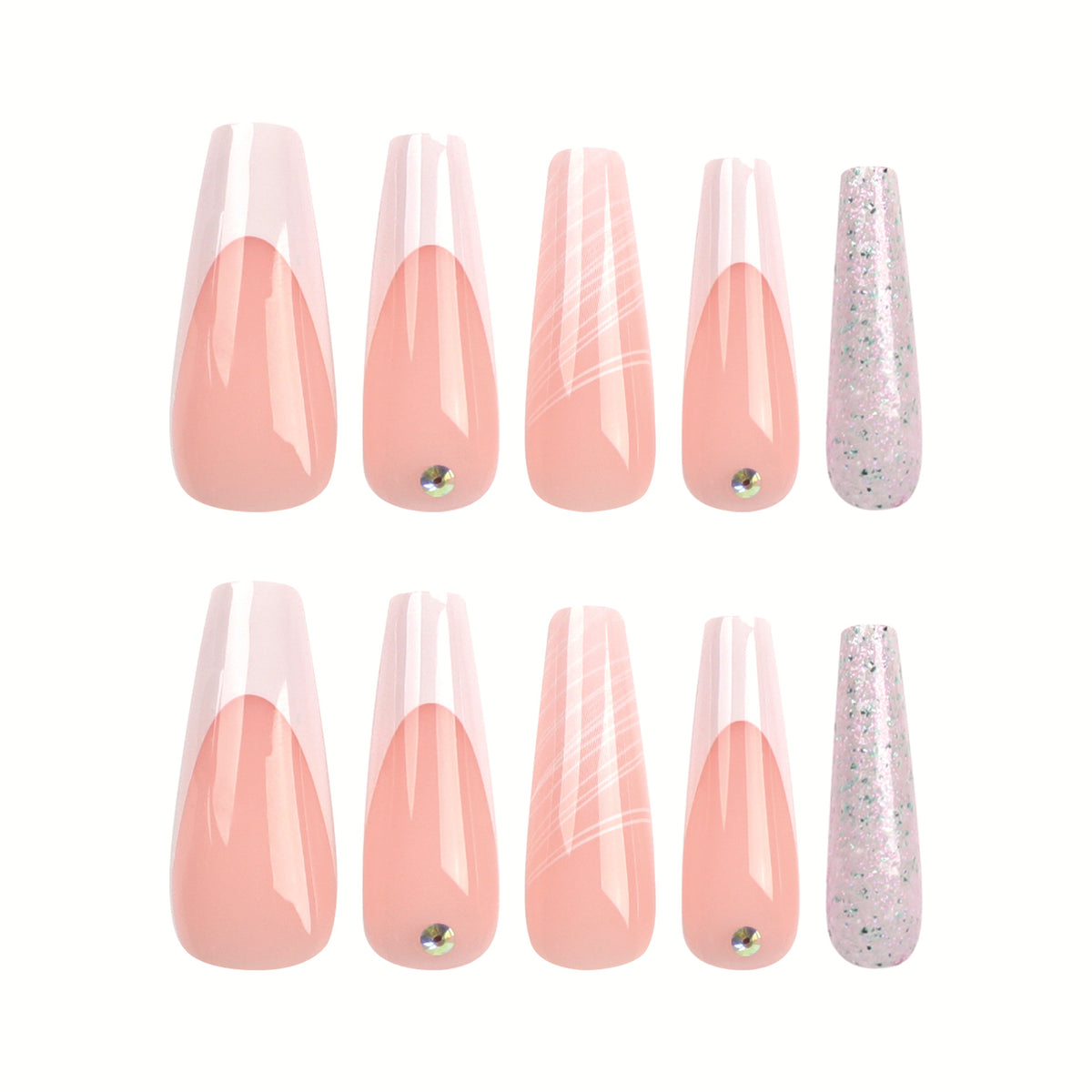Künstliche Nagelverlängerungen mit elegantem Glitzer-Design Brehn