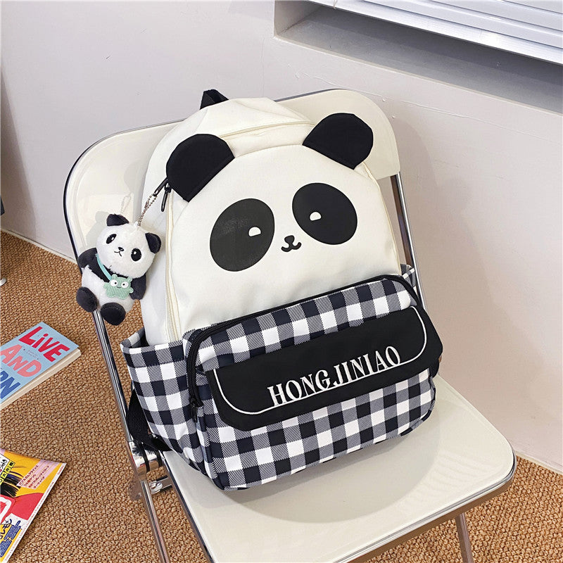 Verspielter Panda Cartoon Schulrucksack