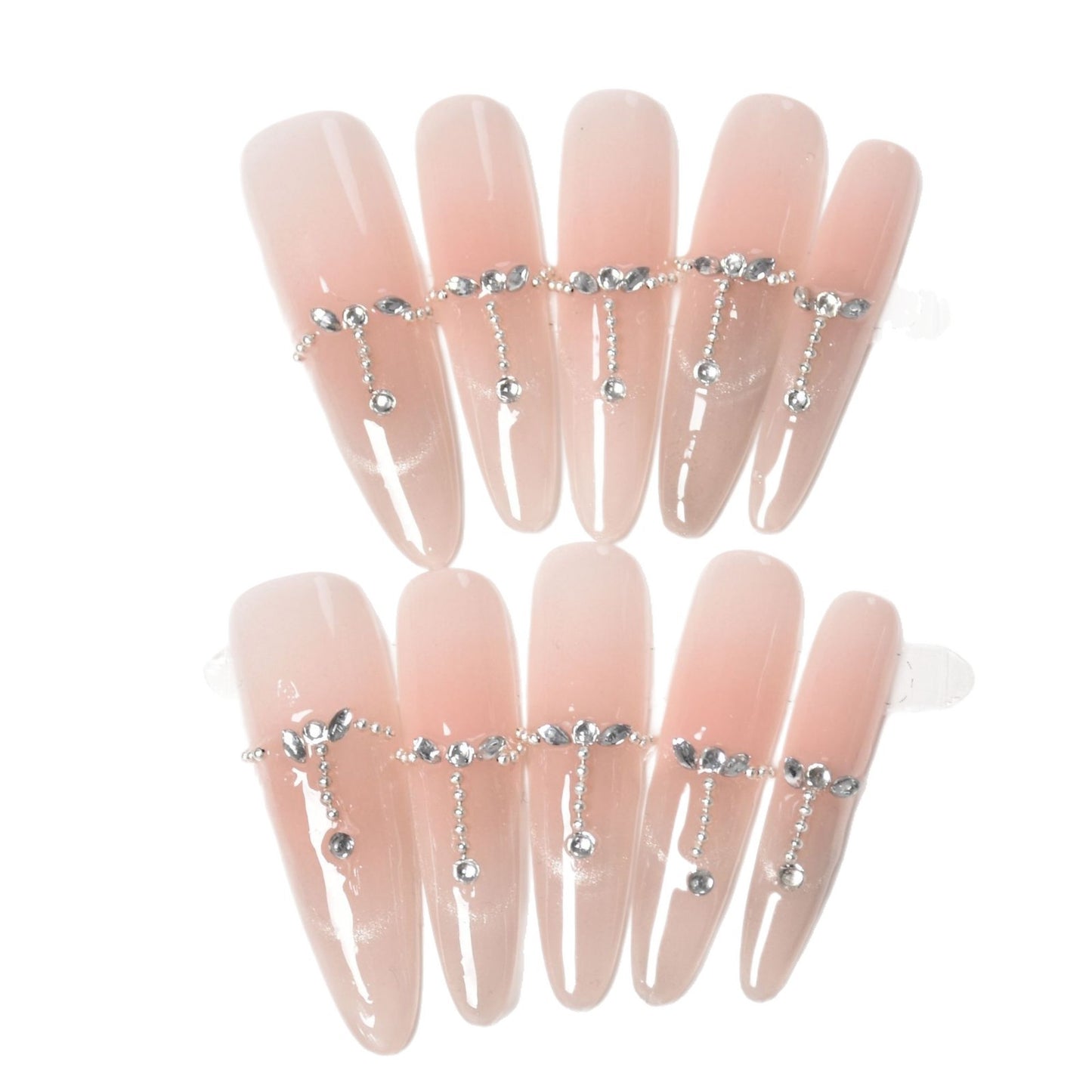 Elegante mit Strass akzentuierte Press-On Nägel Brehn
