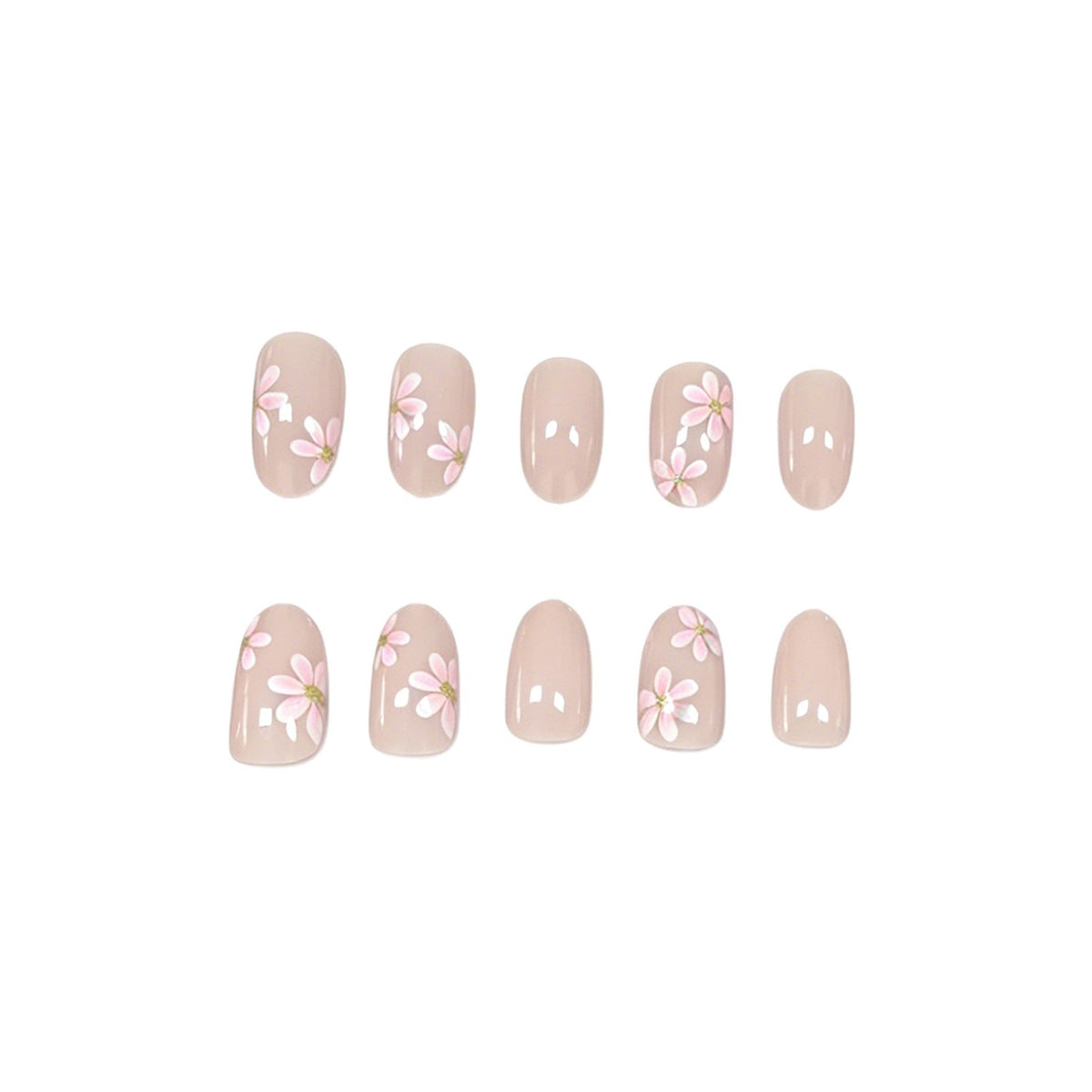 Blumige Press-On Nagelverzierungen Brehn