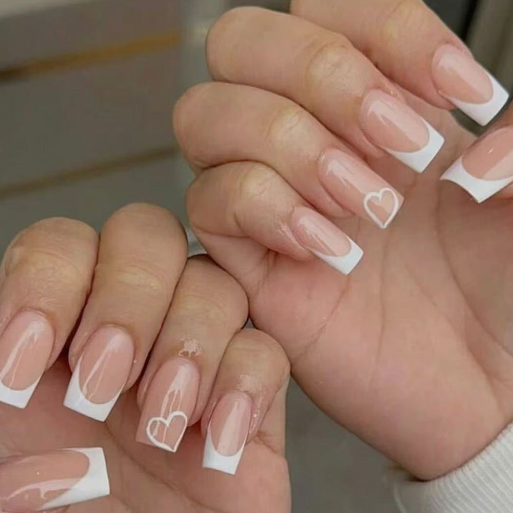 Elegante Acryl-Französische Spitze Druck-On Nägel Brehn