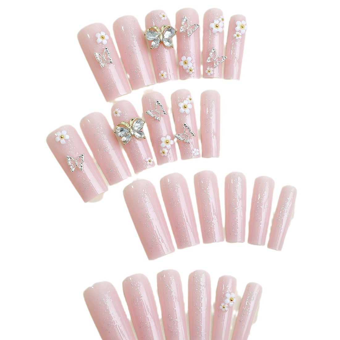 Kunstnagelset mit floralen und glitzernden Akzenten Brehn