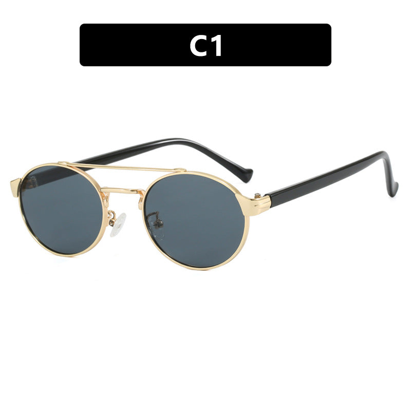 Damen modische Sonnenbrille im stilvollen runden Design mit goldenen Akzenten Brehn