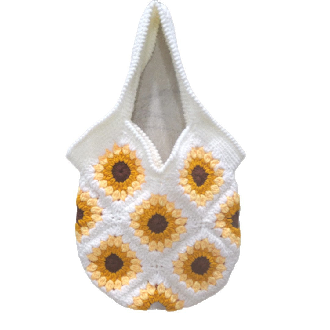 Handgefertigte Makramee Tasche mit Sonnenblumen-Motiv Brehn