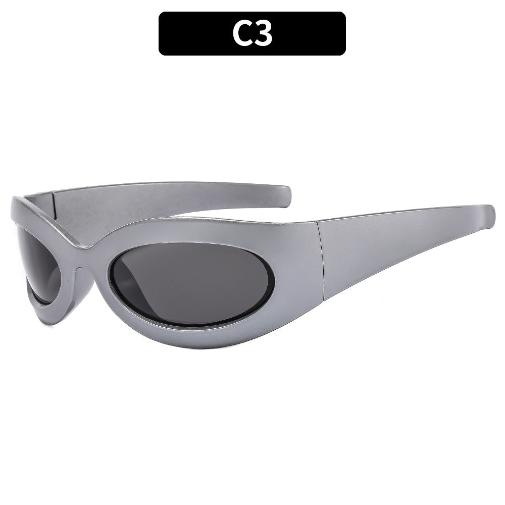 Schlanke futuristische ovale Sonnenbrillen
