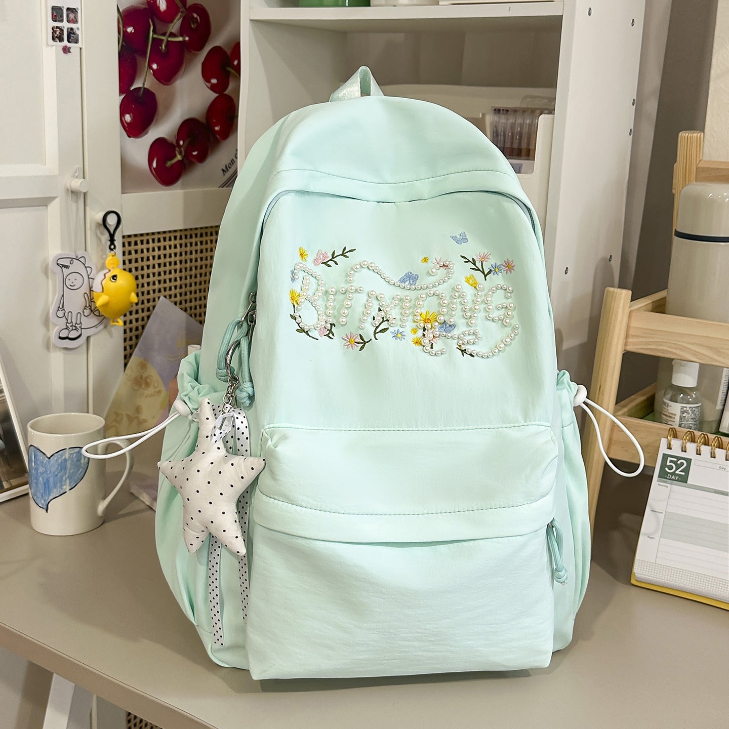 Bestickter Blumenmuster-Rucksack