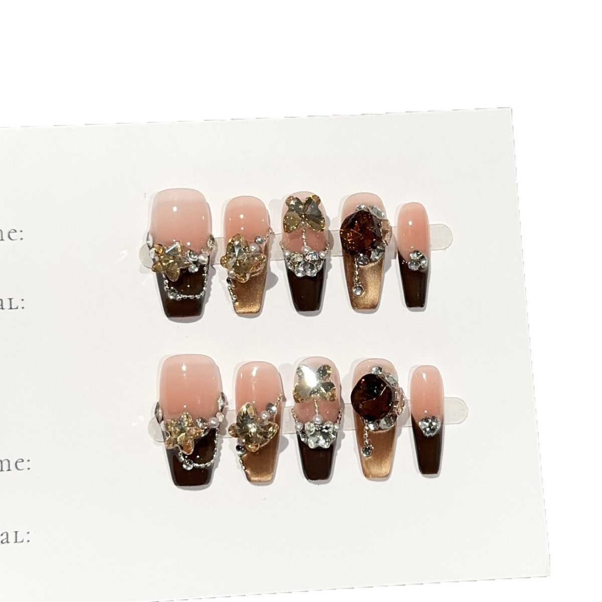 Glamourös Floral Verziert Press-On Nagelkunst Set