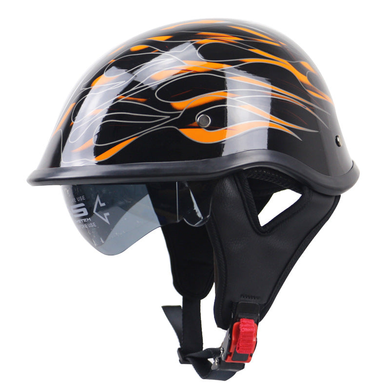 Klassischer Halbschalen-Motorradhelm mit Visier Brehn
