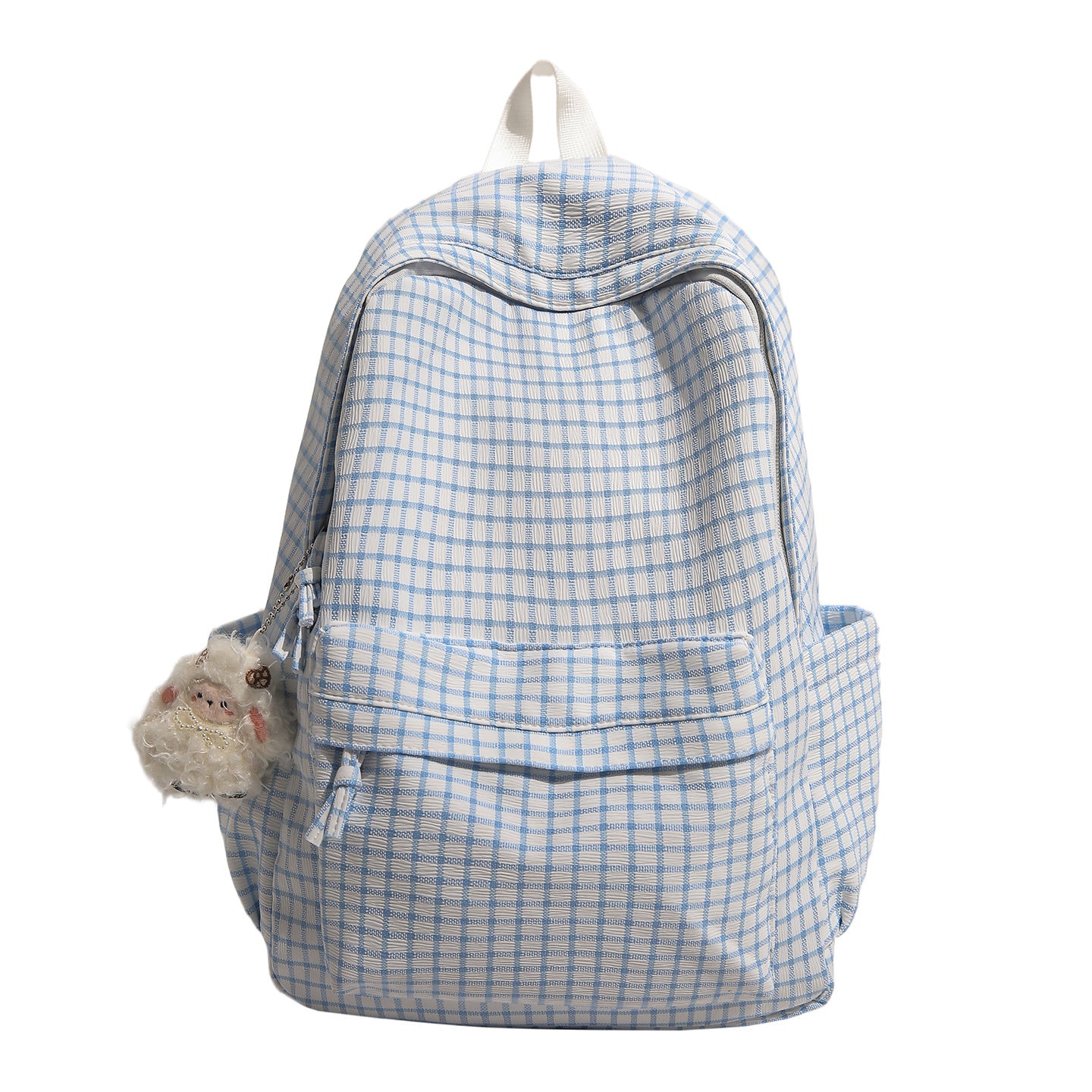 Kariertes Muster Multi-Taschen Rucksack Brehn