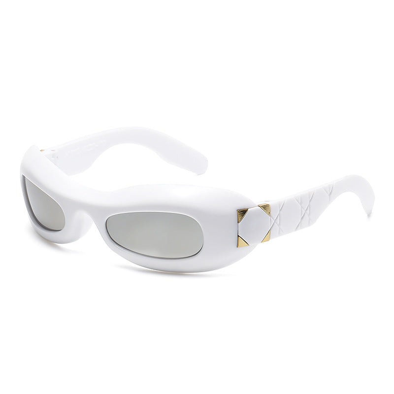 Damen futuristische Designer-Sonnenbrille mit innovativem Rahmen Brehn