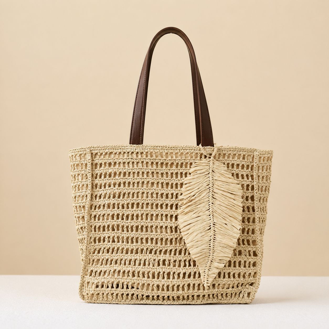 Makramee Strandtasche mit Lederakzenten Brehn