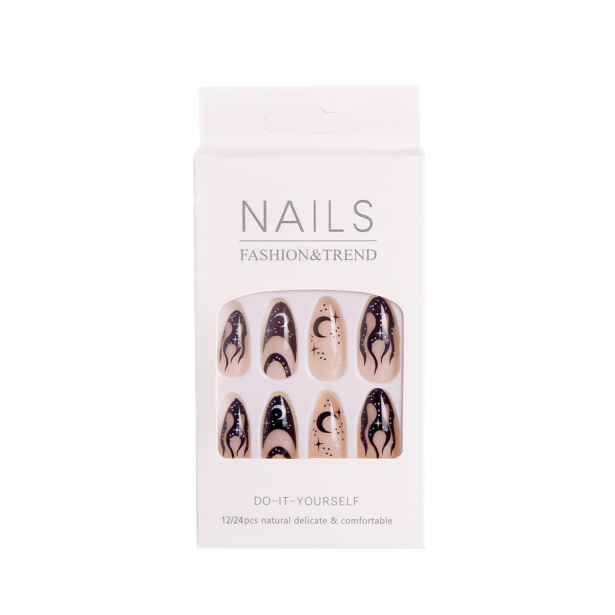 Künstlerisches Flammen-Design Press-On Nagelset Brehn