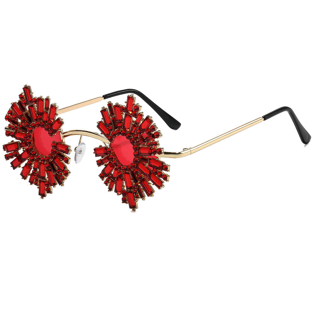 Damen extravagante Design-Sonnenbrille mit buntem Kristallschmuck Brehn