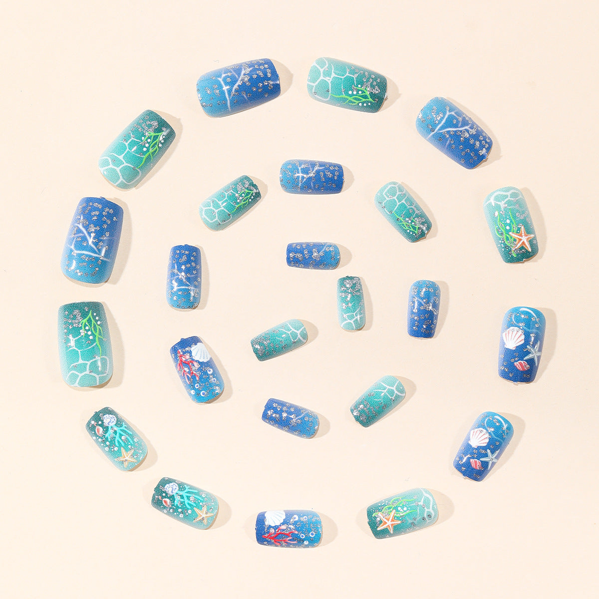 Ozean-inspiriertes Acryl-Nagelkunst-Set Brehn