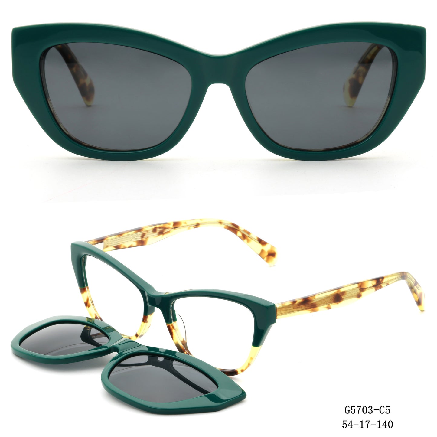 Damen Kunstvoll gestaltete Cat-Eye Sonnenbrille mit abnehmbaren Gläsern Brehn
