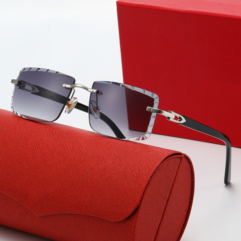 Damen modische quadratische Sonnenbrille mit goldenem Metallakzent und edlem Rahmen Brehn