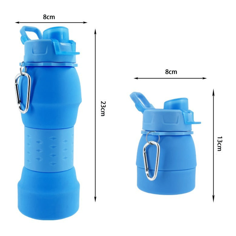 Unisex Silikon Trinkflasche mit Karabinerhaken und Faltmechanismus Brehn