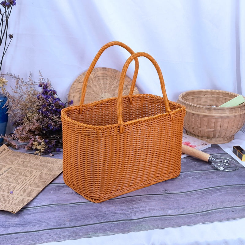 Damen zeitloser Rattan Einkaufskorb Brehn
