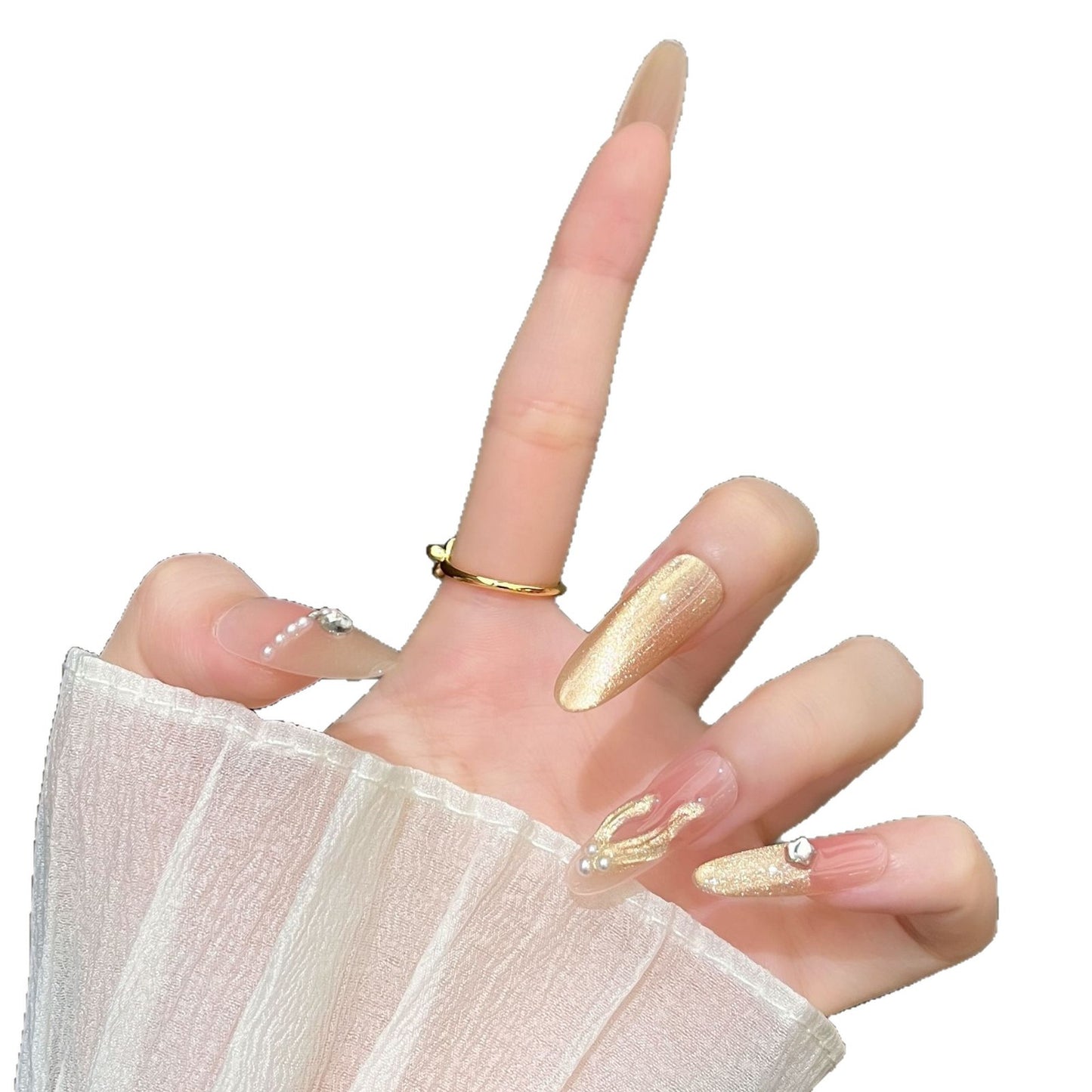 Dekorative mit Kristallen verzierte Press-On Nagelkunst Brehn
