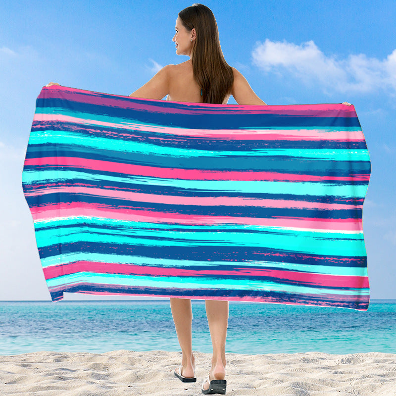 XXL Stranddecke mit buntem Streifenmuster Brehn