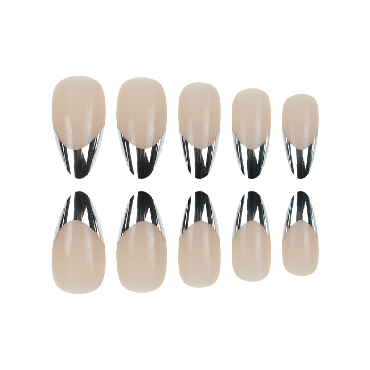 Lange Stiletto Metallic Tip Press-On Nägel Brehn