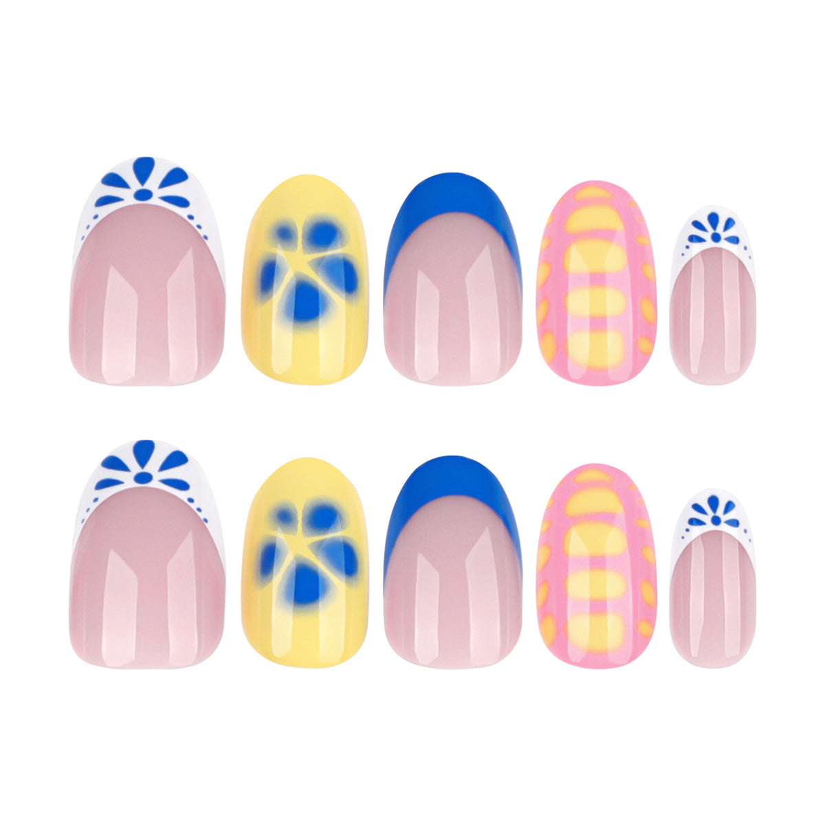 Künstliche Nagelkunst mit buntem Sommerdesign Brehn