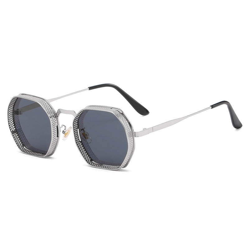 Damen Sonnenbrille mit einzigartigem oktagonalem Metallrahmen Brehn