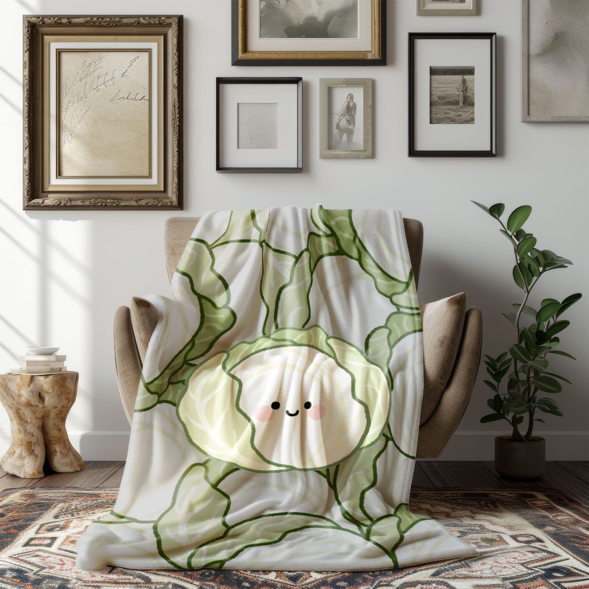 Cartoon-Kohl-Themen-Fleece-Decke