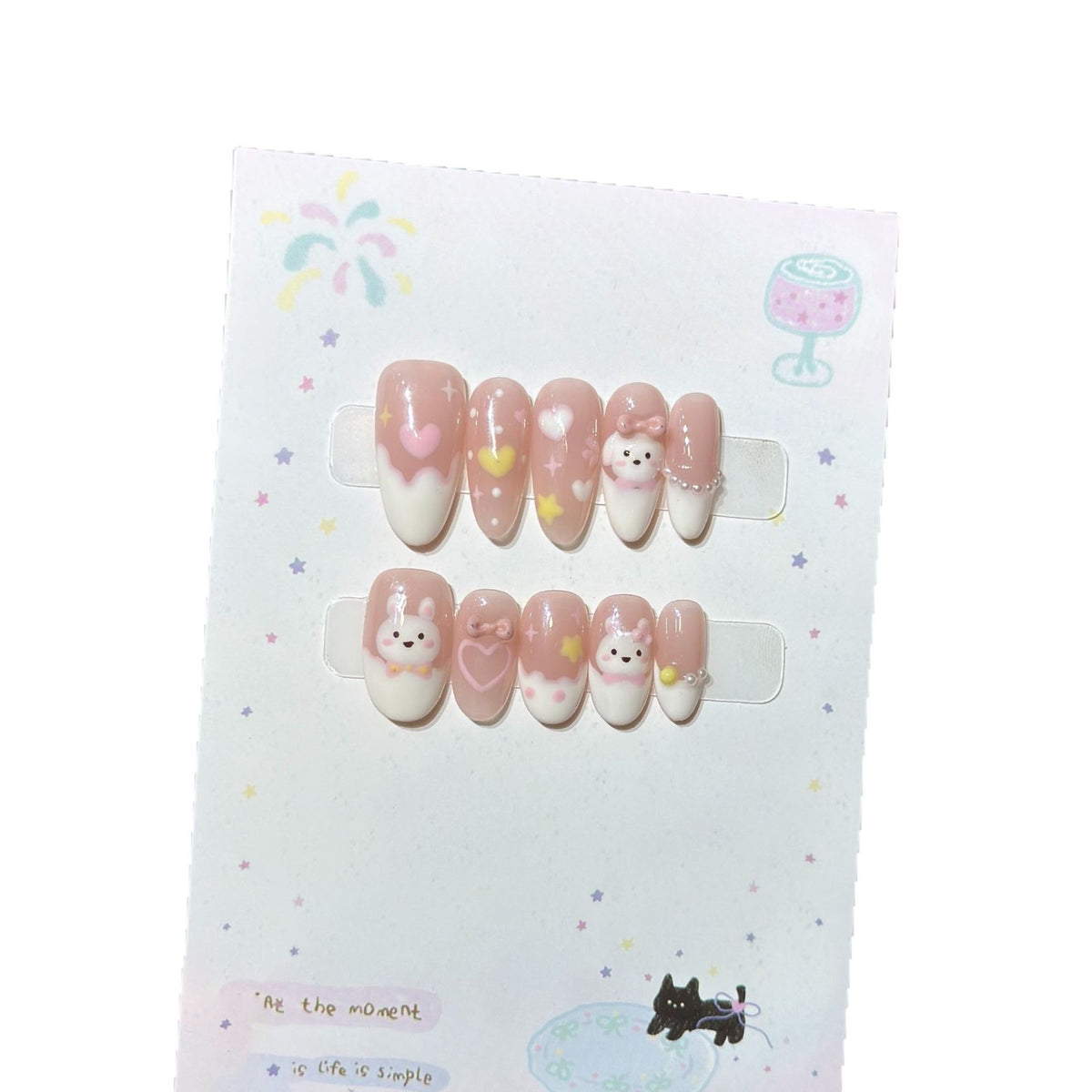 Verspieltes Cartoon-Charakter-Nagelkunst-Set Brehn