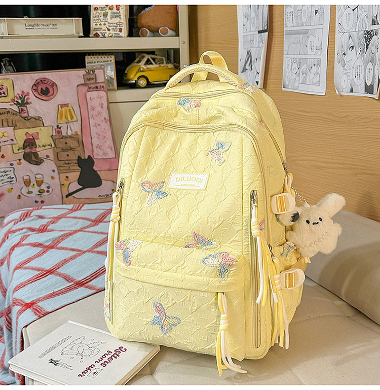 Blumen bestickter robuster Schulrucksack Brehn