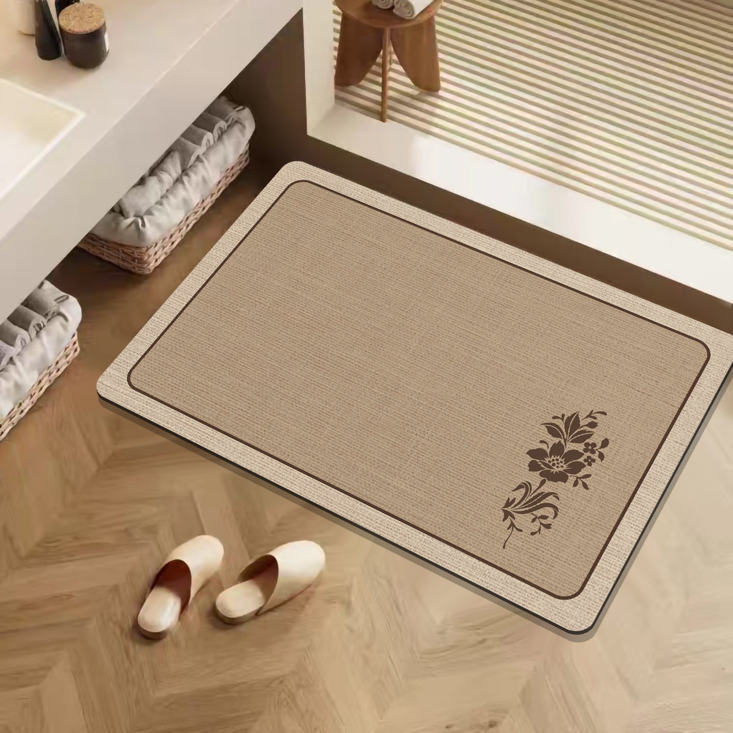 Stylische rutschfeste Badezimmermatte Brehn