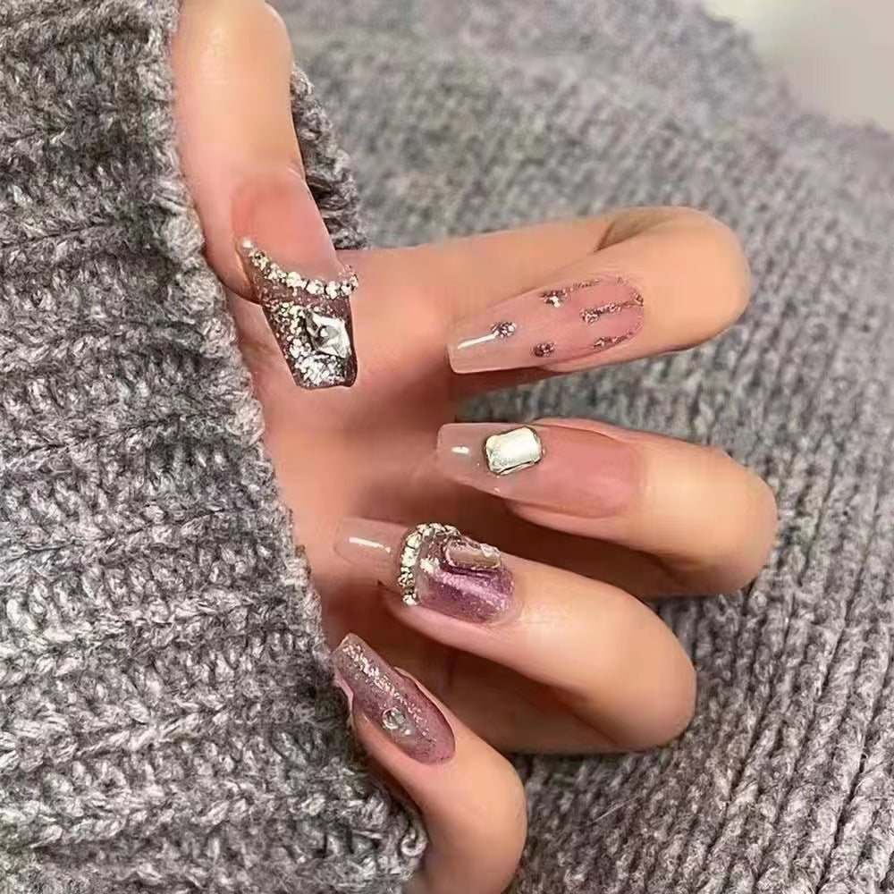 Glitzernde mit Strass verziert Press-On Nagel Set