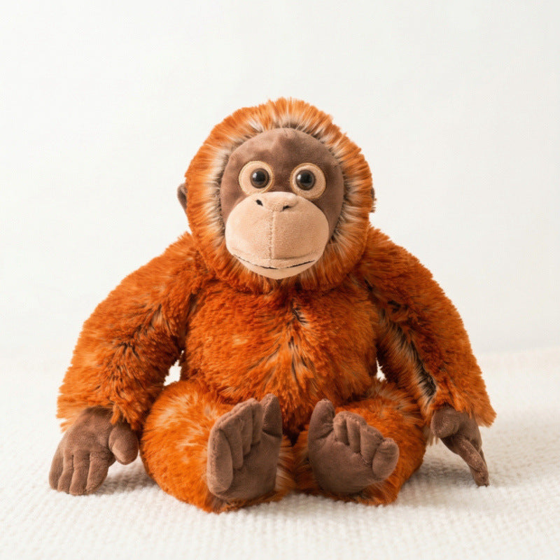 Plüsch sitzender Gorilla Spielzeug mit langem Kunstfell und weichem Füllmaterial Brehn