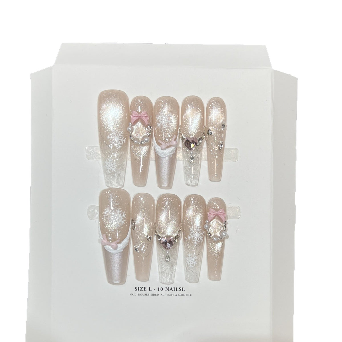 Dekorativer Stiletto Press-On Nagelset mit Strass- und Glitzerakzenten Brehn