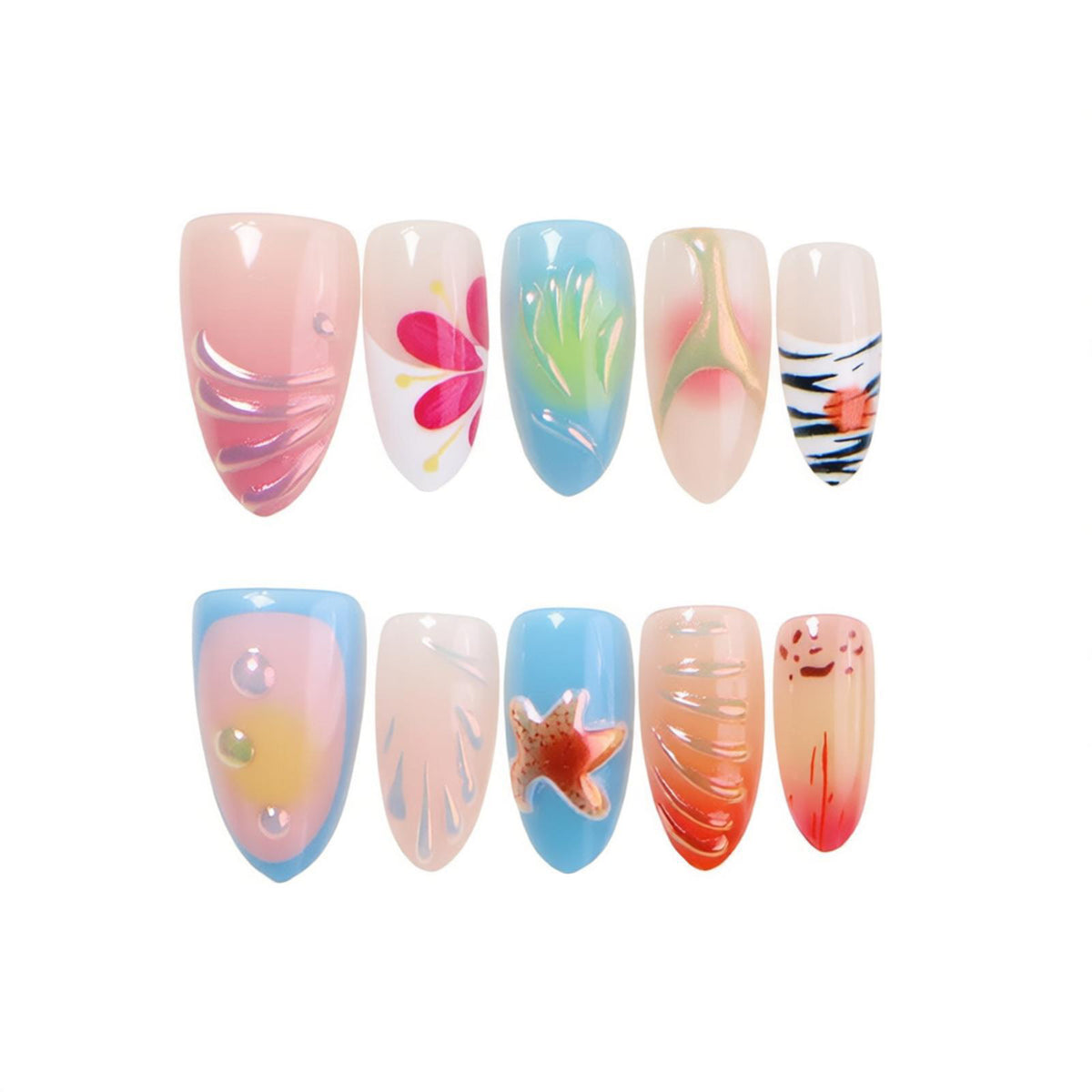 Themenbezogene Press-On Nagelkunst Kollektion Brehn