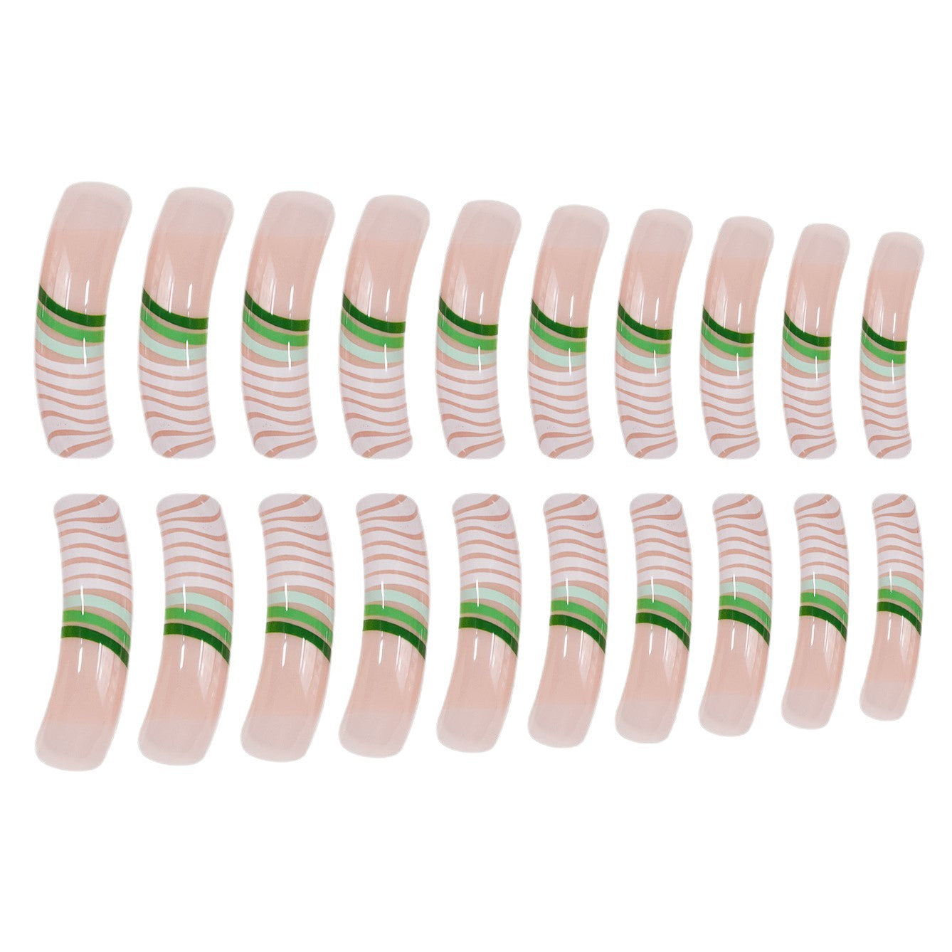 Künstlerisches Langes Press-on-Nagelset mit Einzigartigem Gestreiftem Design Brehn