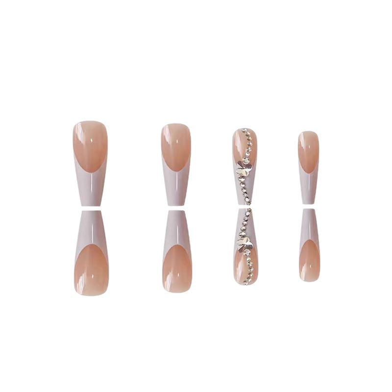 Elegante lange französische Spitzen Acryl Nagelkunst Brehn