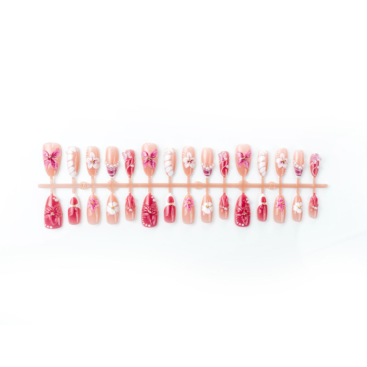 Handgemachtes Floral Press-On Nagelkunstset